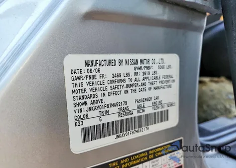 2007 Infiniti M35 Base z USA, uszkodzony, nr VIN JNKAY01F87M452179